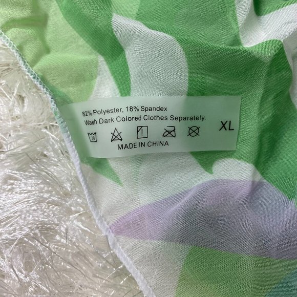 New Triangle String Bikini Set XL Matching Sarong Green Abstract print. - Picture 9 of 12